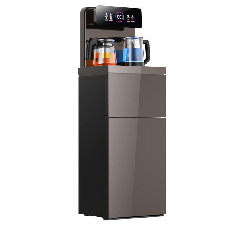 Temperature-controlled office vertical tea bar machine with bucket under it -controlled intelligent automatic water dispenser
