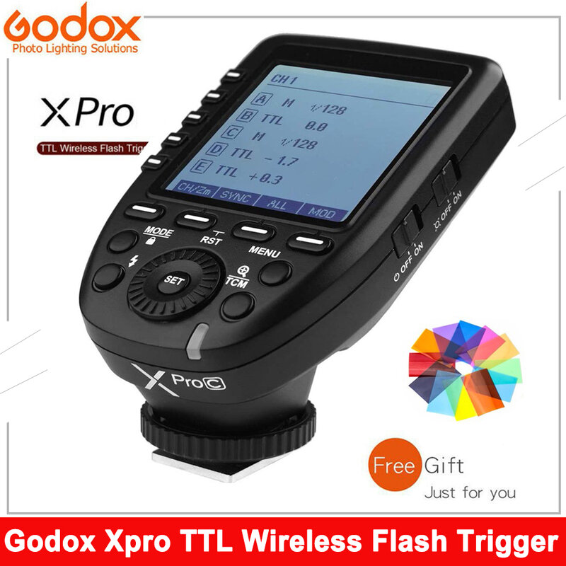Godox Xpro TTL Pemicu Flash Nirkabel 1/8000S HSS TTL-Fungsi Konversi Manual Layar Besar Miring untuk Canon Nikon Sony Olympus