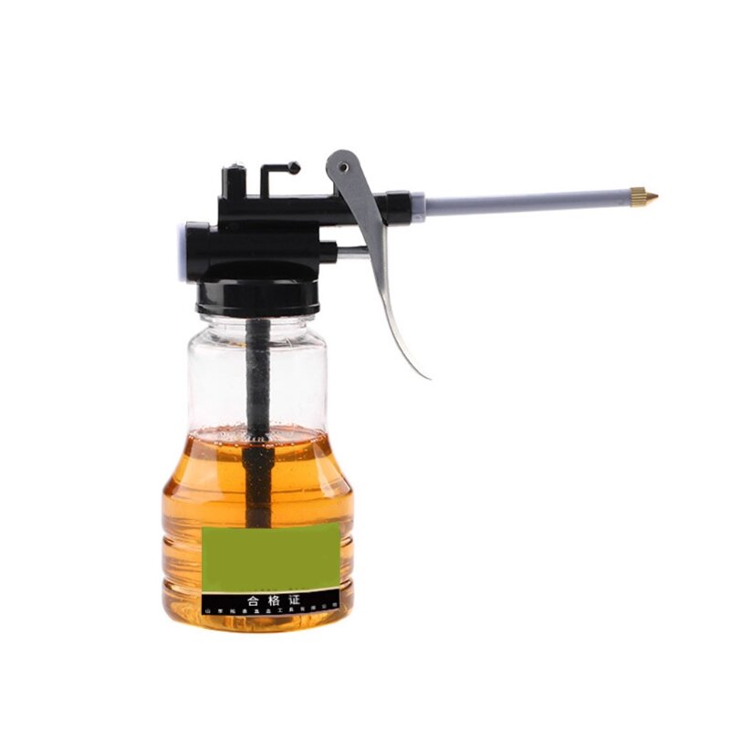 Bomba mão óleo pode ferramenta 250ml bico rígido lubrificador garrafa transparente lubrificador
