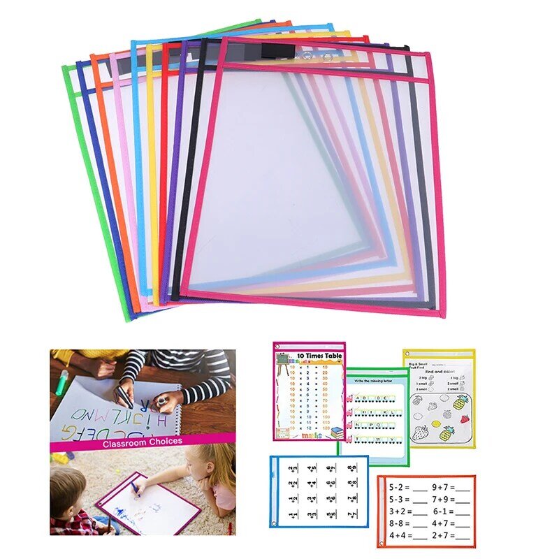 1 pz sacchetti di File di salviettine asciutte per bambini cancellabili giocattoli di apprendimento Puzzle riutilizzabili trasparenti
