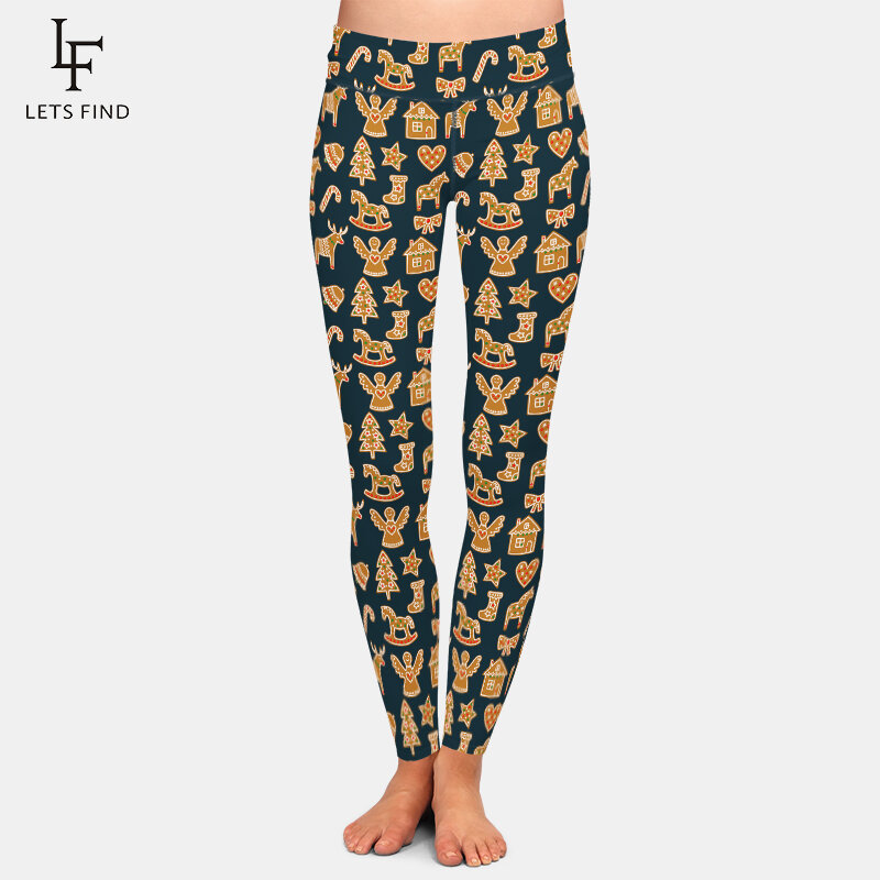 Женские штаны для фитнеса LETSFIND с высокой талией, высококачественные 3D штаны с принтом пряников и печенья, женские длинные леггинсы