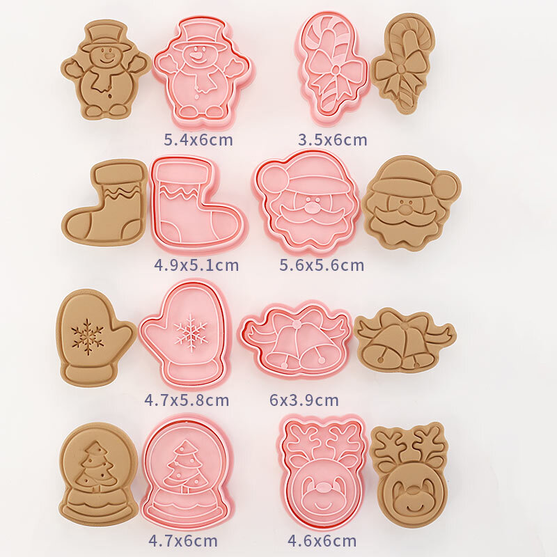 8 sztuk/zestaw DIY kreskówka forma do herbatników ciasteczka świąteczne frezy ABS plastikowa forma do pieczenia narzędzia do ciastek ciasto dekorowanie narzędzia