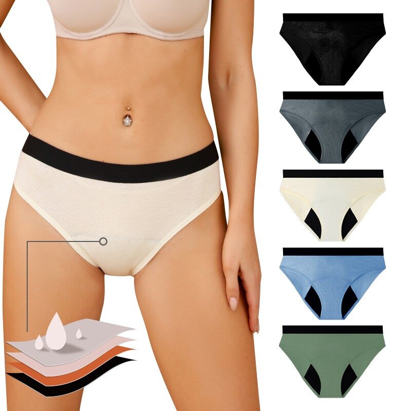 Menstruation Four-layer Panties Mid-waist Organic Cotton Instant Suction Breathable Leakage Large Size Period Panties
