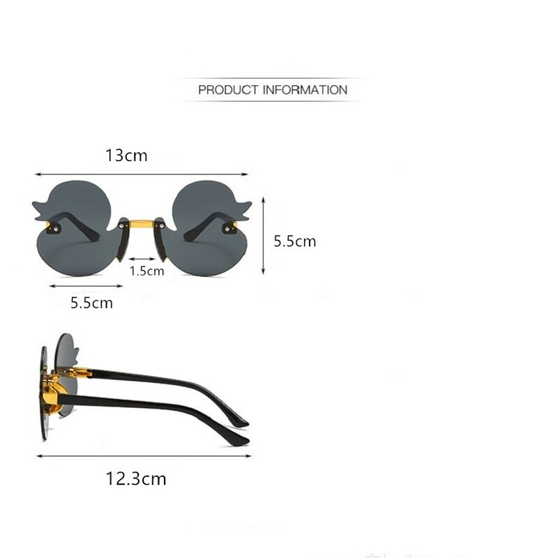 Moda occhiali da sole per bambini senza montatura Cartoon Duck Shape parasole occhiali Anti-ultravioletti occhiali decorativi per feste per bambini 2023