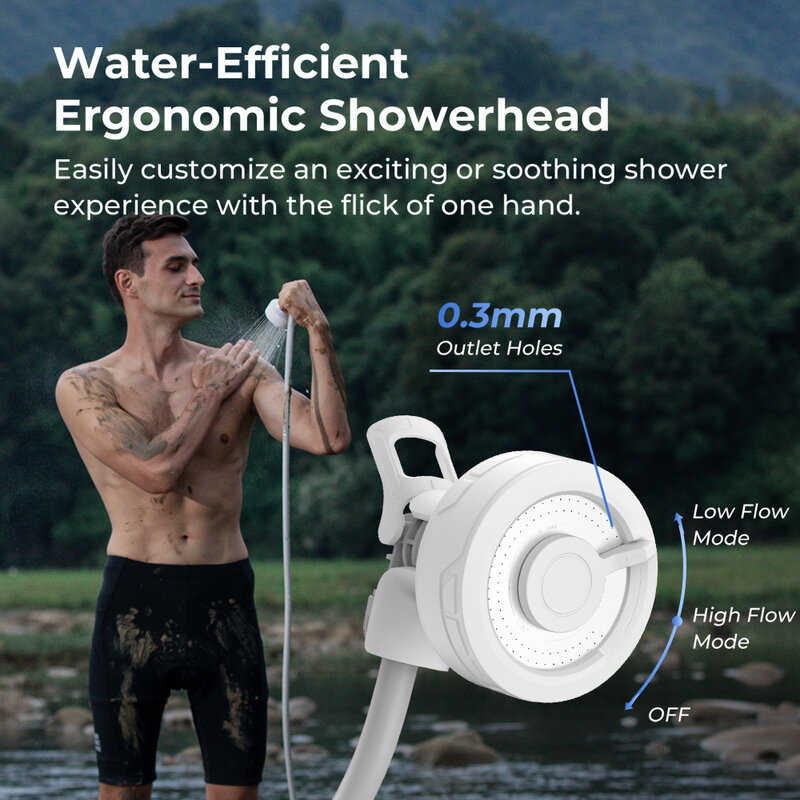 FLEXTAILGEAR doccia da campeggio all'aperto pompa doccia elettrica portatile IPX7 impermeabile per doccia esterna, autolavaggio, lavastoviglie, Pet