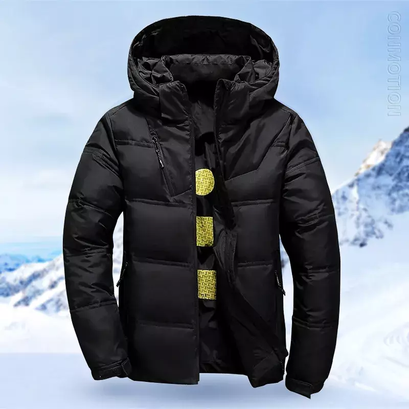 2023 화이트 덕 다운 재킷 남성용 겨울 코트, 방풍 탈착식 캡 파카, 단색 야외 캐주얼 후드 오버코트
