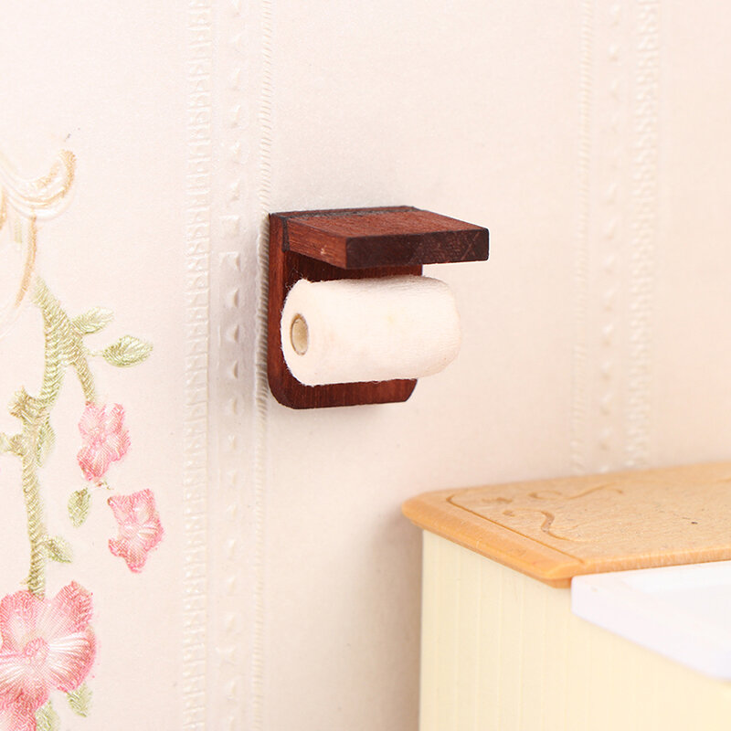 1:12 Puppenhaus Miniatur Badezimmer liefert Miniatur Seidenpapier Rollen papier mit Ständer Modell Bad möbel Zubehör
