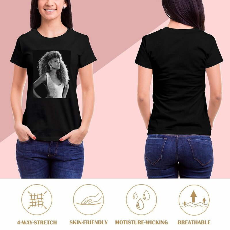 휘트니 휴스턴 프린트 티셔츠, 한국 패션 상의, 여성 그래픽 티셔츠