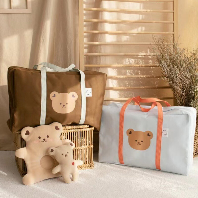 Ins 아기 유치원 이불 보관 가방, 한국 스타일 귀여운 만화 아기 침구, 여행 대용량 수하물 가방