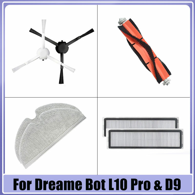 Spare Parts For Dreame Bot L10 Pro & D9 Trouver Robot LDS Robotic Vacuum-Mop Finder Main Side Brush Hepa Filter Mop Cloth