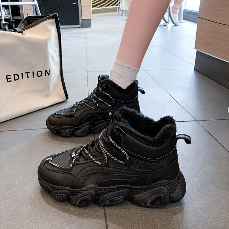 Strongshen Vrouwen Casual Platform Schoenen Warm Houden Comfortabele Outdoor Reflecterende Lace Up Sneaker Zapatillas Mujer Leisure Schoenen