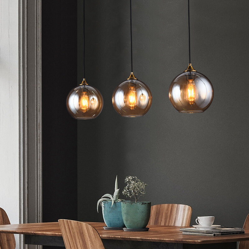 Luces colgantes de cristal modernas, lámpara colgante LED E27 para cocina, restaurante, sala de estar, decoración interior del hogar