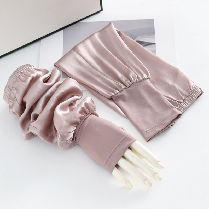 Guantes de seda de manga larga sin dedos para mujer, protección solar, conducción de verano, protección de brazo de hielo fino, transpirable, UV