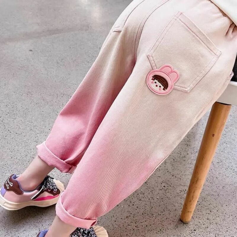 Baby Girls pants Straight Cotton Children Loose Trousers Fashion Kid Girls Clothing 2024 New 2 3 4 5 6  9Year