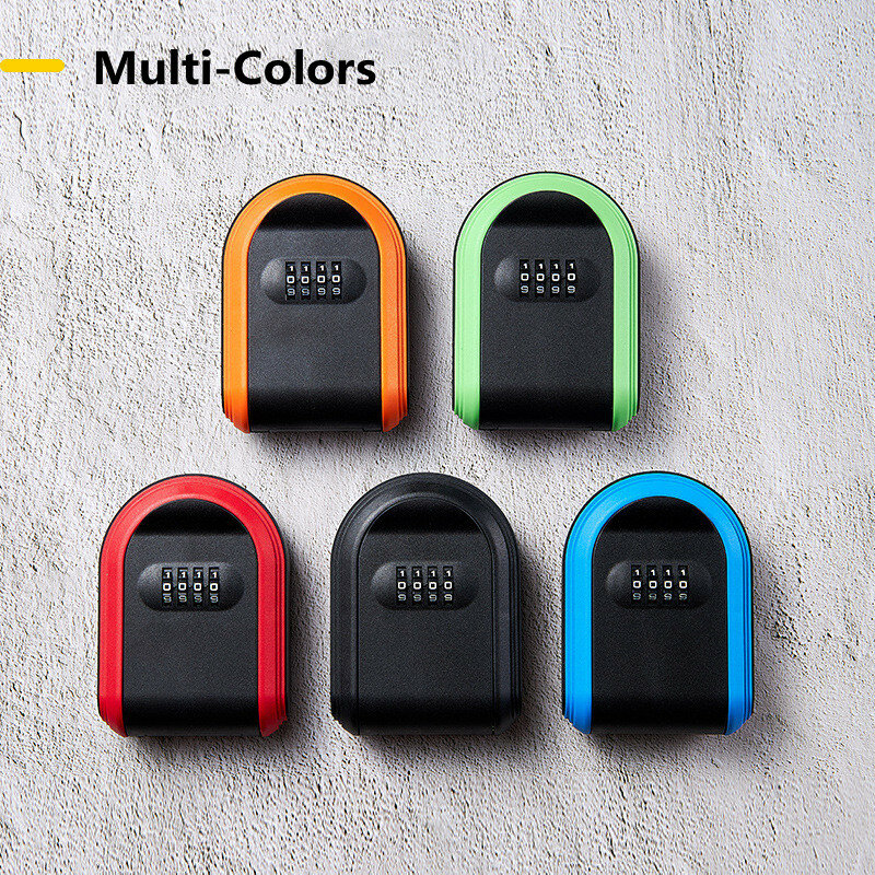 Wall Mount Key Lock Box 4 Digit Combination Code Key Holder Plastic Key Storage Security Lock Box for Home Indoor Outdoor Safe