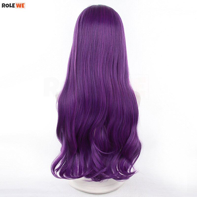 Anime Macht Cosplay Wig Mahat Long Purple Curly Heat Resistant Synthetic Hair Halloween Party Wigs + Wig Cap