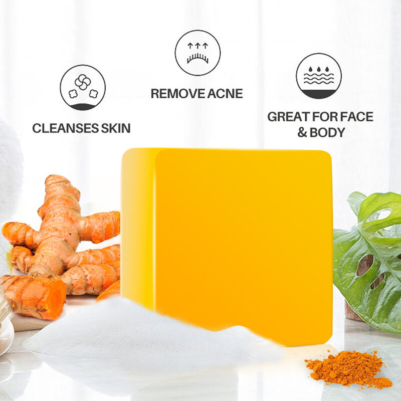 Sapone fatto a mano alla curcuma 100g sapone viso per il controllo dell'olio detergente profondo Anti-Acne Anti-ossidazione viso pulito sapone all'essenza vegetale