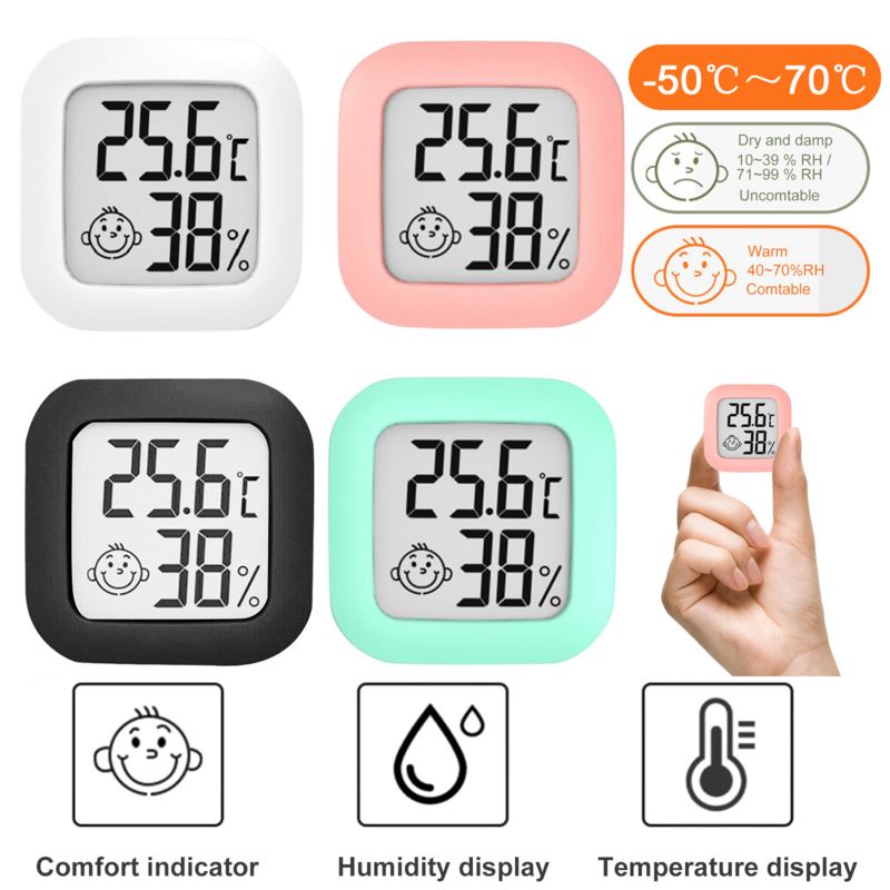 Termómetro Digital LCD para interiores, higrómetro, medidor electrónico de temperatura y humedad, Sensor, estación meteorológica para el hogar