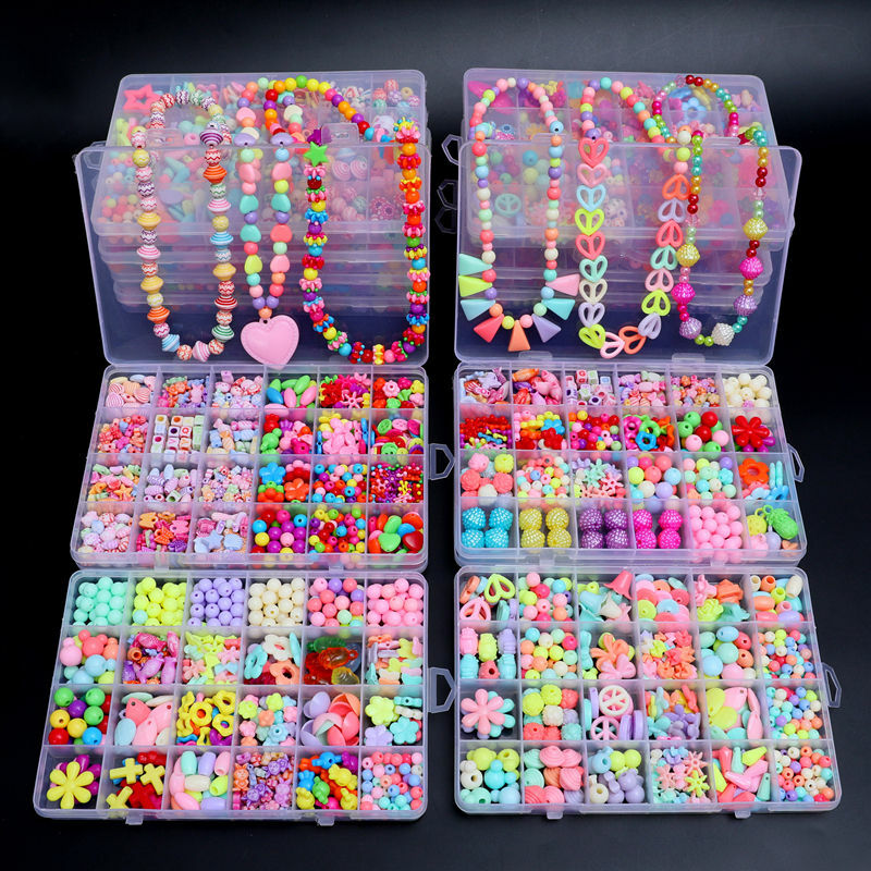 Jouet perlé fait à la main pour enfants, bricolage, perles d'espacement créatives, artisanat, bracelet exécutif, collier, kit de bijoux, cadeau jouet pour fille, 500 pièces