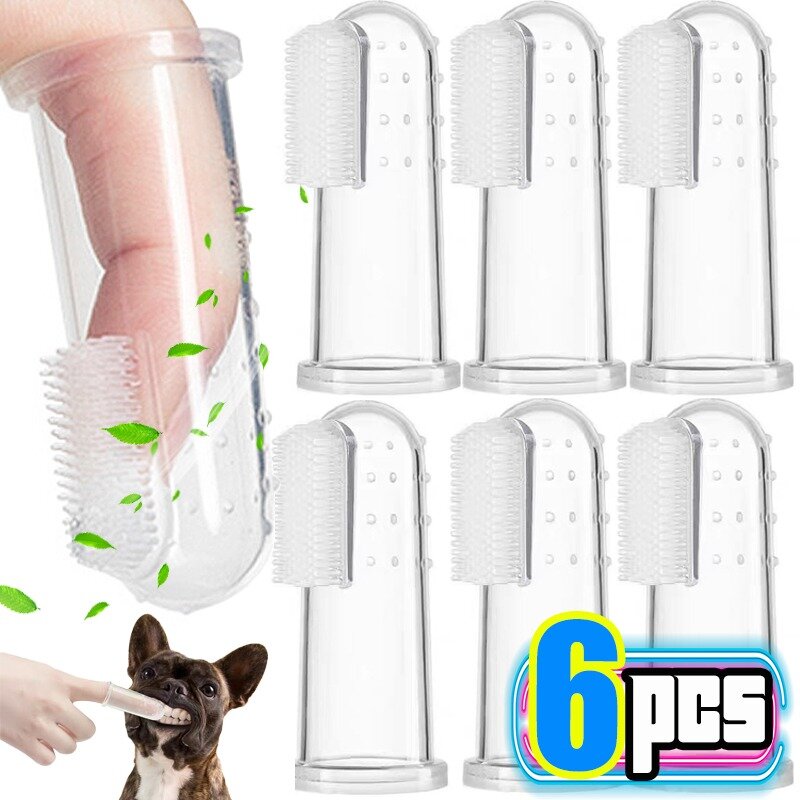 Silicone Soft Pet Finger Cuff Toothbrushes Dog Brush Bad Breath Tartar Teeth Care Tool Cat Cleaning Scrub Silicagel Pet Supplies