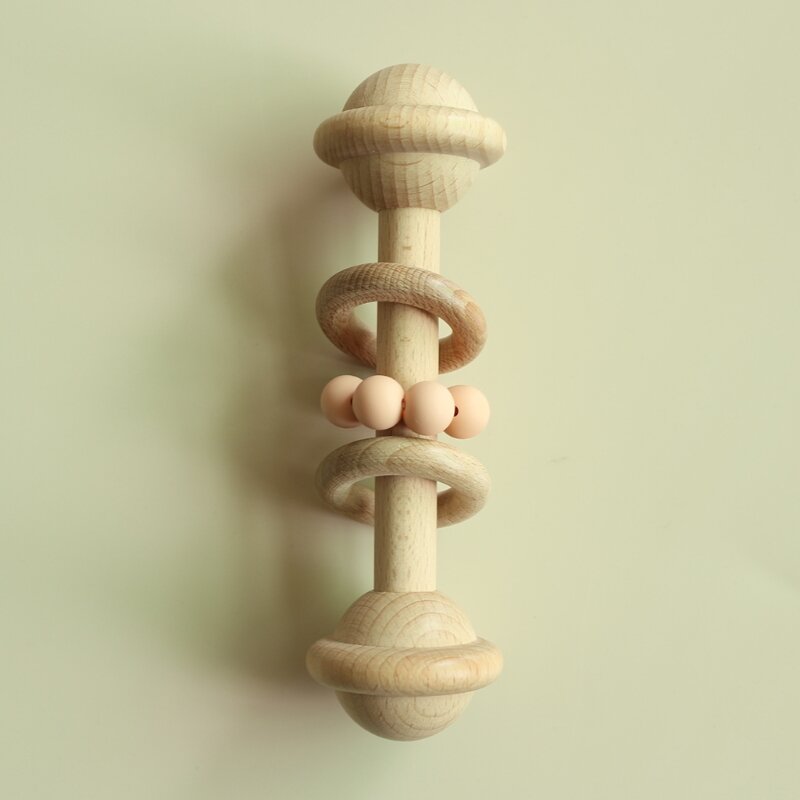 3 szt. Niemowlęta drewniane koraliki grzechotka gryzak zabawki do karmienia noworodka bransoletki na ząbkowanie szydełkowy łoś