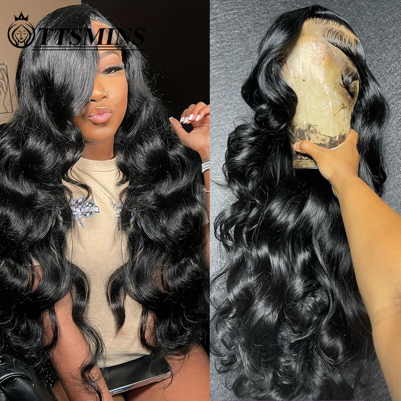 Perruque Lace Front Wig naturelle sans colle, cheveux humains, pre-plucked, pre-plucked, Wear and Go, 5x5, Body Wave, oreille à oreille, 13x6