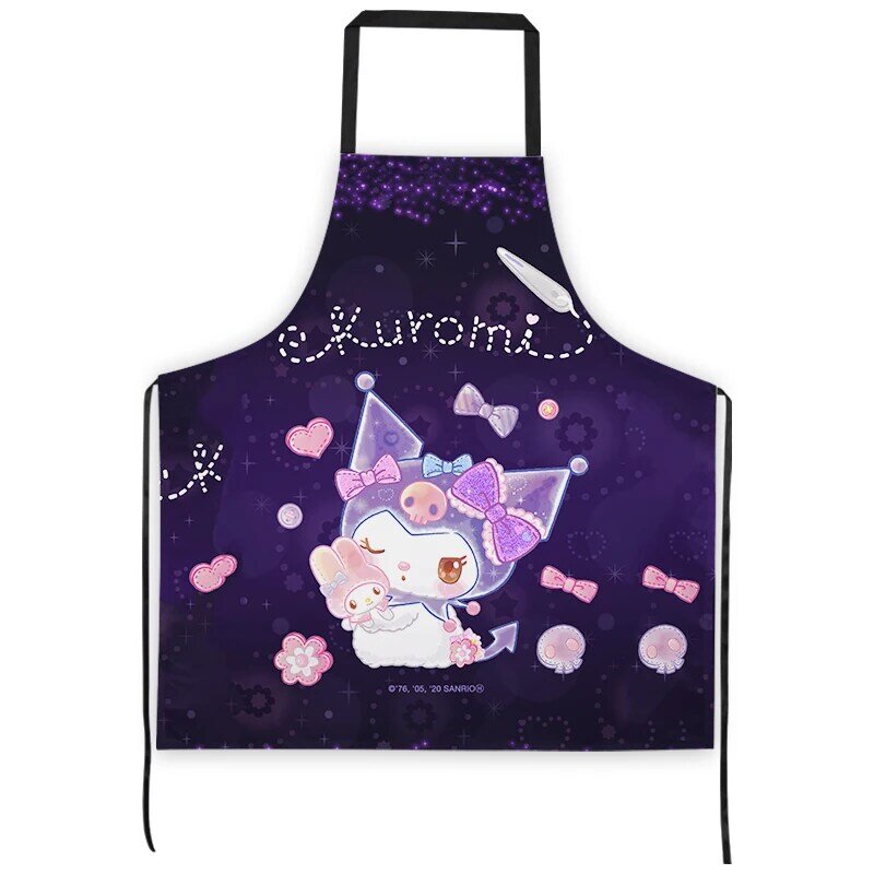 Olá kitty kuromi impressão cozinha cozinhar avental poliéster à prova de óleo à prova dwaterproof água para mulher
