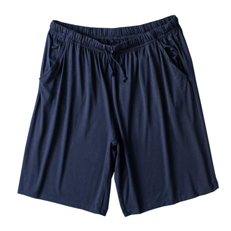 Modal Verão Pijama Shorts Fique Cool Confortável Cor Sólida All-Match Drawstring Shorts Homens Acessórios