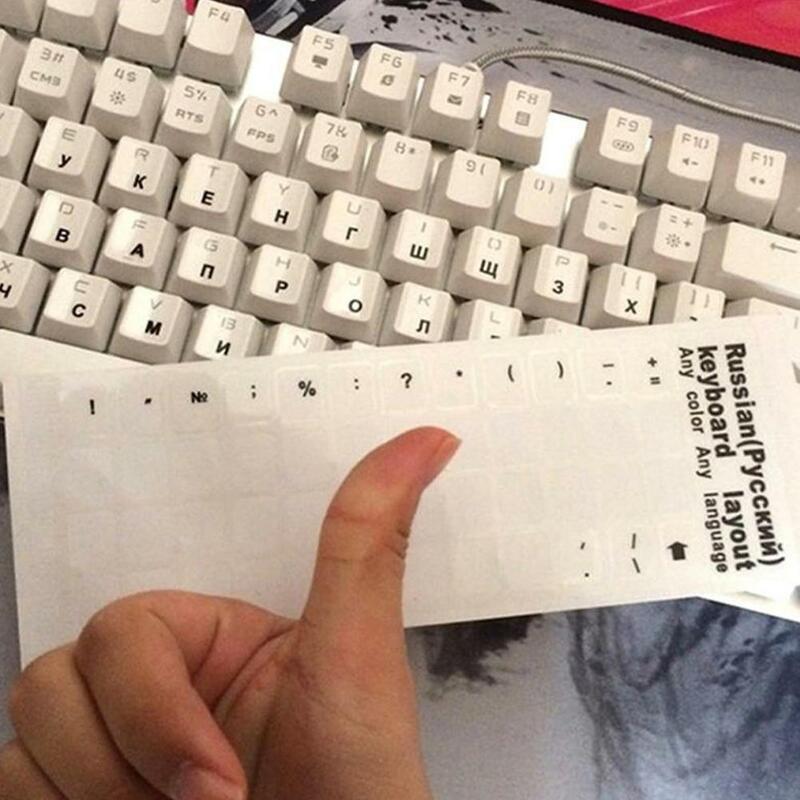 Russische Transparante Toetsenbord Stickers Taal Alfabet Zwart Wit Label Voor Computer Pc Stofbescherming Laptop Accessoires