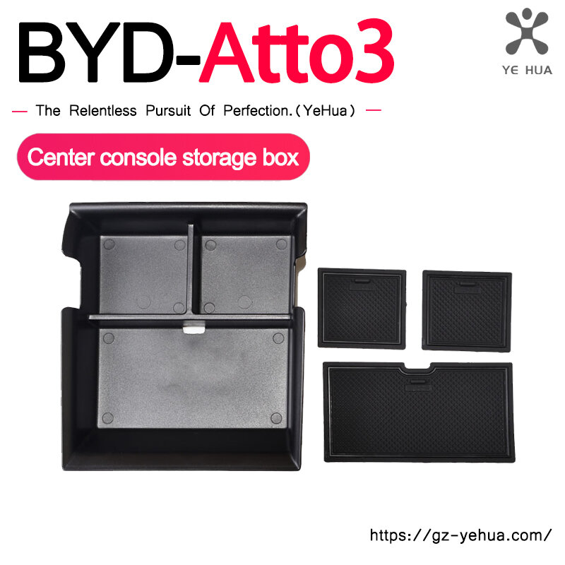 Boîte de rangement pour console centrale de voiture pour BYD Atto 3 Yuan Plus, boîte d'accoudoir, accessoires de voiture, 22 à 23 ans