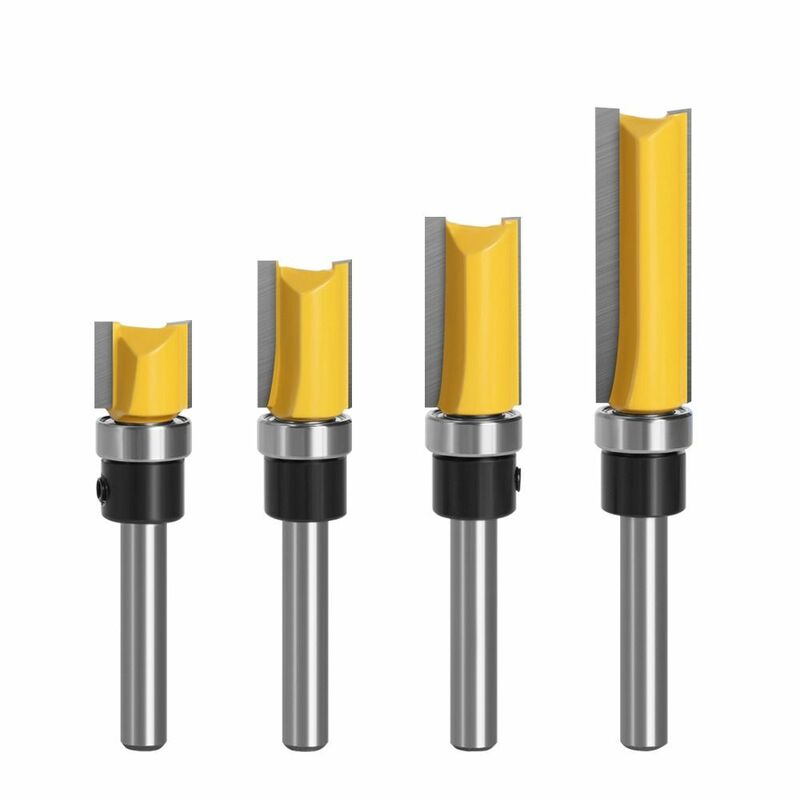 6.35m Shank Trim Router Bit Durable with Bearing Double-edged Slotting Cutter Straight Tooth Milling Cutter Woodworking Tool