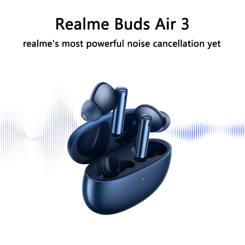 Realme-Air 3 Fone De Ouvido De Longa Duração Da Bateria, Fone De Ouvido Com Cancelamento De Ruído Ativo, IPX5 Impermeável, Versão Global, Bluetooth 5.2, 42dB