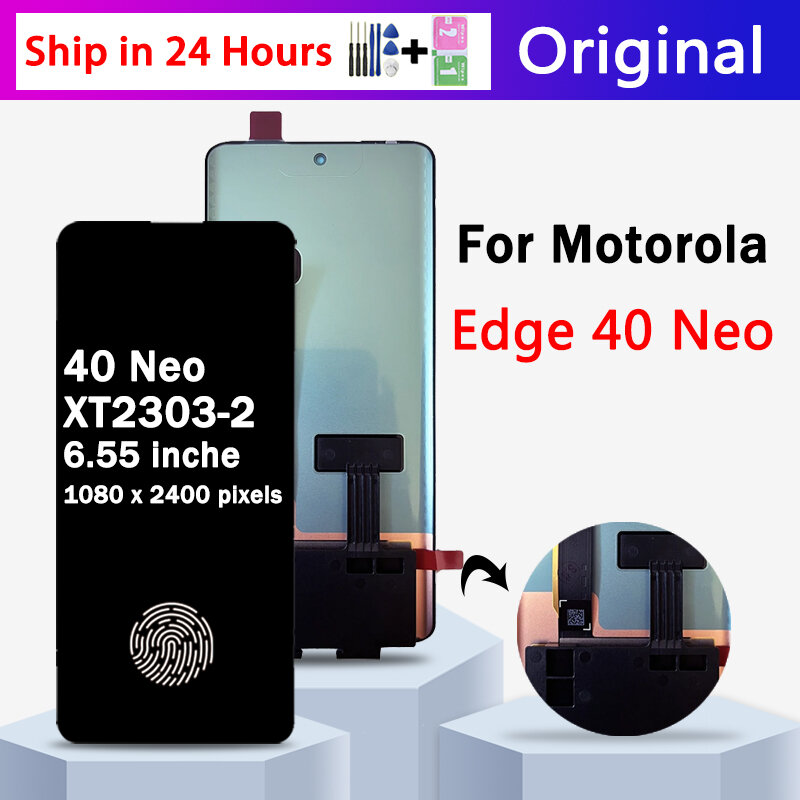 Оригинальный AMOLED дисплей 6,55 дюйма для Motorola Edge 40 Neo, ЖК-дисплей, сенсорный экран, дигитайзер в сборе для Moto Edge40 Neo LCD