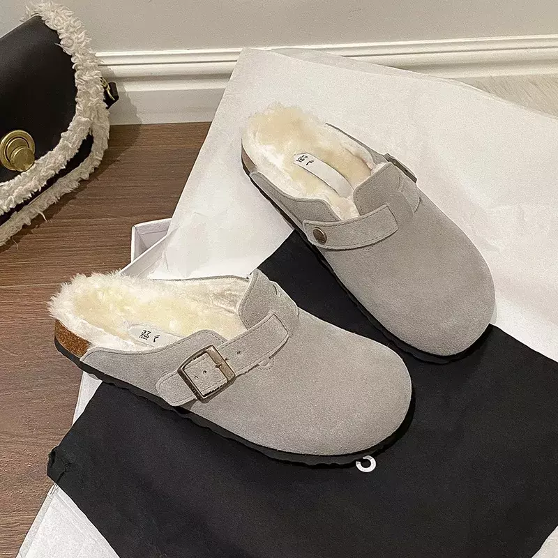 Zapatillas Vintage de corcho para Mujer, sandalias Boken de cuero genuino, suela Boston, para exteriores