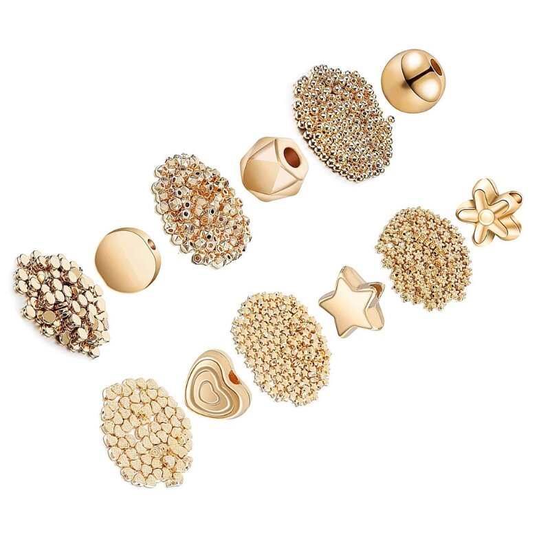 Round Beads Set Includes Spacer Beads Seamless Smooth Loose Beads Golden White