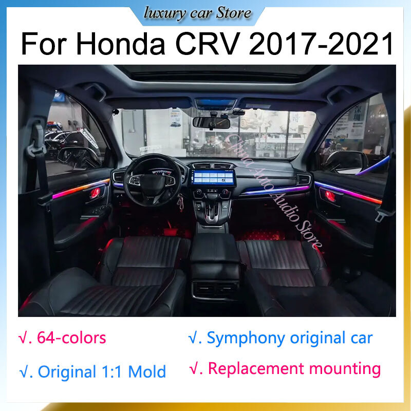 Symphony-Lámpara de ambiente dianamic, luz LED ambiental para puerta iluminada Honda CRV, 64 colores, 2017-2021