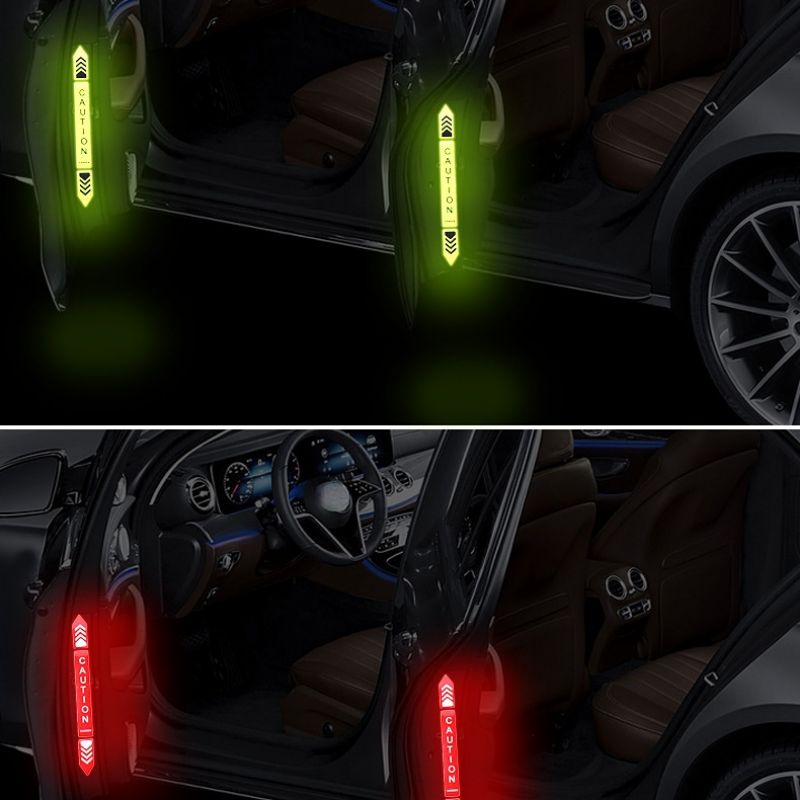 4 шт./набор, светоотражающие предупреждающие наклейки на двери автомобиля, 26x2,4 см