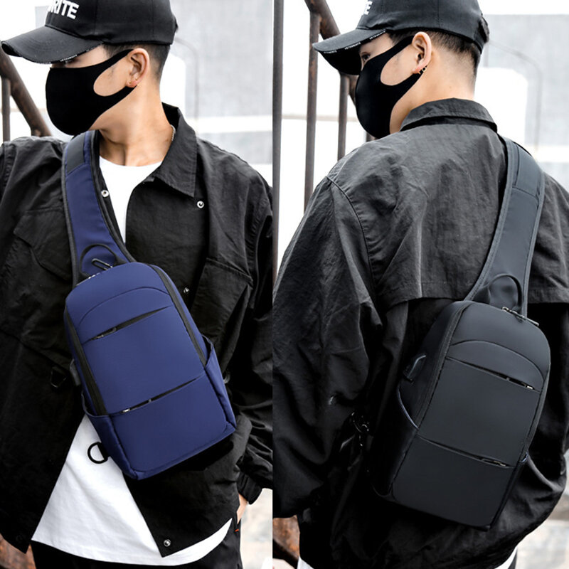 2020 Nylon Men's Waterproof USB Multifunction Crossbody Bag Shoulder Bags Messenger Chest Bag Short Trip Travel Pack for Male