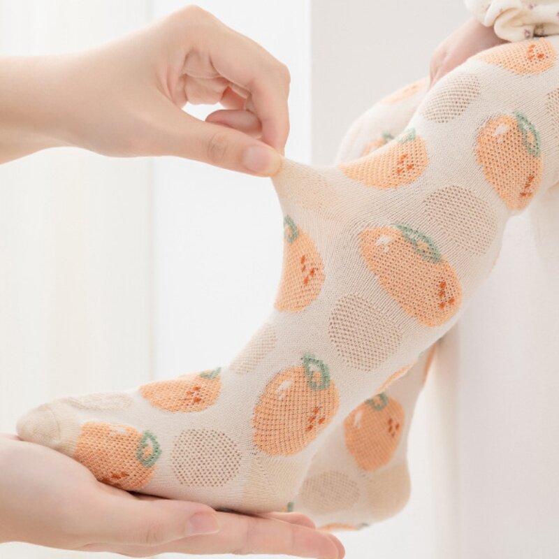 New Baby Socks Spring  Summer Mesh Knee Socks Anti-Mosquito Socks Long Socks  Breathable Fruit Pattern Cute