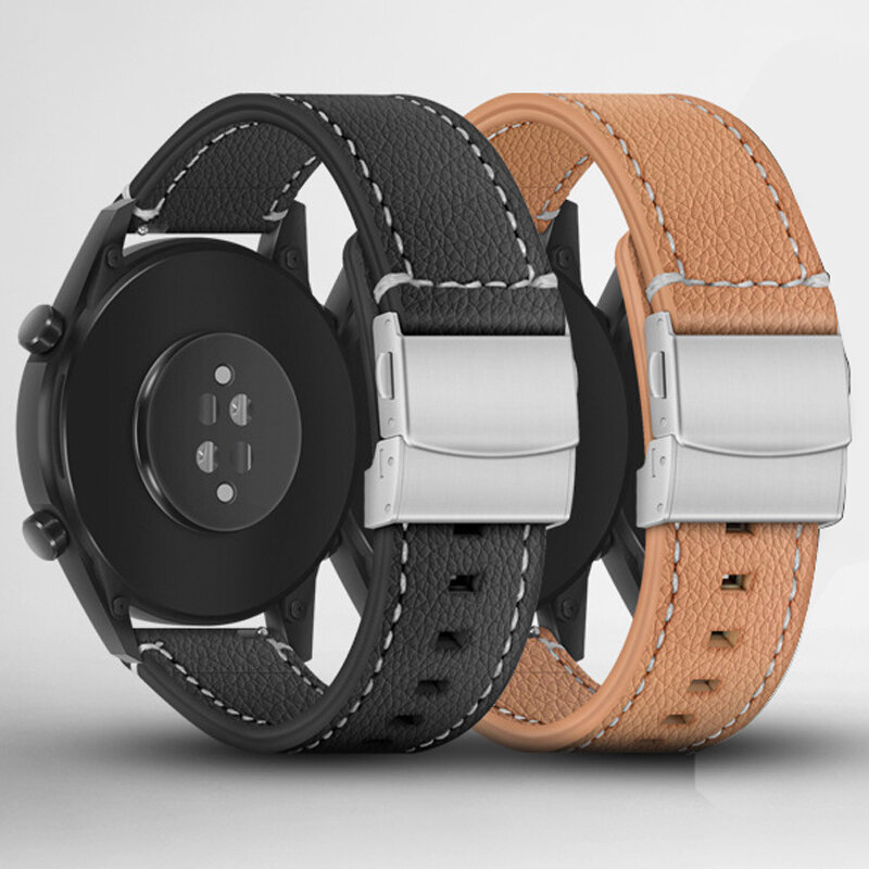 Soft Genuine Leather Smart Watch Band 18 20 22 24mm Women Men Cowhide Strap Brown Black Quick Release Watchband Bracelet