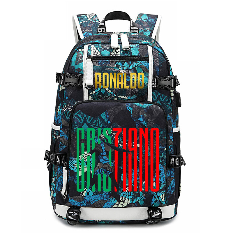 Ronaldo head print children's schoolbags youth backpacks outdoor travel bags suitable for boys and girls