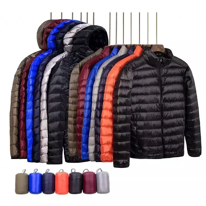 Chaqueta de plumón ligera para hombre, abrigo corto con capucha, ultrafino y ligero, moda juvenil, otoño e invierno, 2023