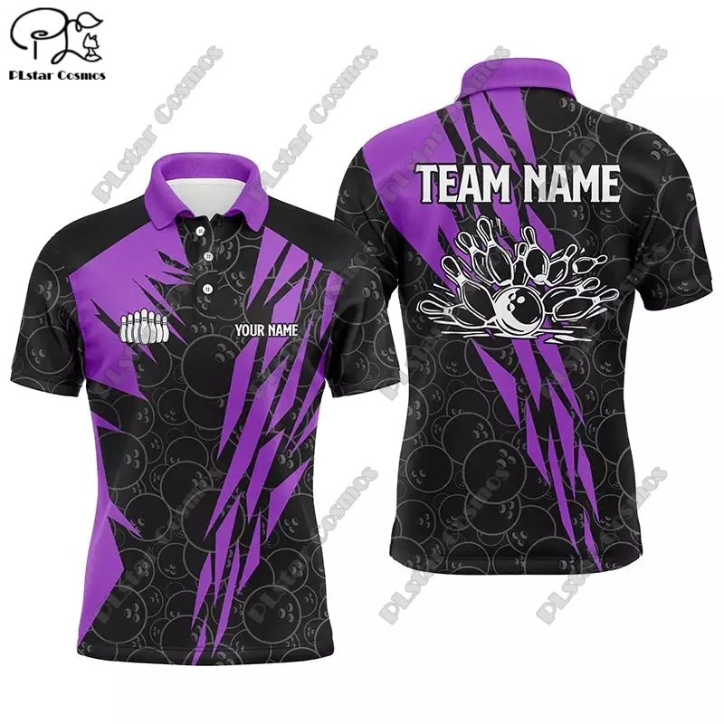 Bowling Flame  Smoke Custom Name 3D POLO Shirt Summer T-Shirt Unisex Gift Indoor Sports Collection  12