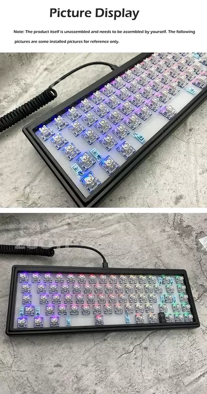 Teamwolf-Kit de Teclado mecánico con cable GAS67, juego de teclado con retroiluminación RGB, carcasa transparente, junta, juegos