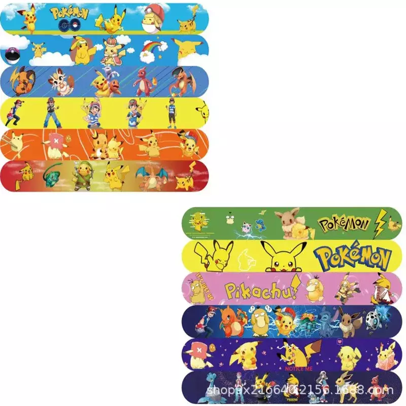 Pokemon Pikachu Snap Bracelets Figurine Anime Wristband Child Pocket Slap Band Puzzle Toys for Decorate The Party Birthday Gifts