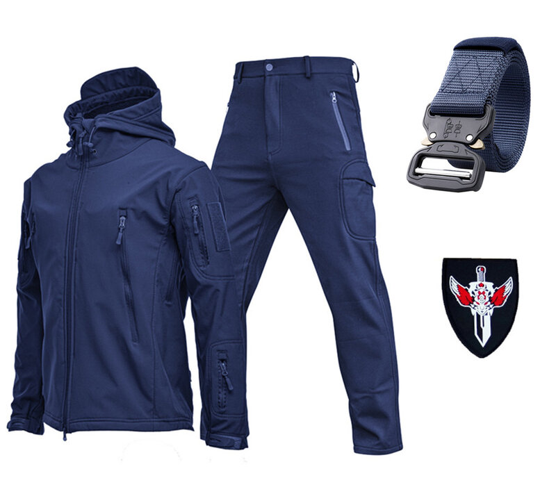 Мужская тактическая куртка с поясом в подарок, походная одежда из мягкой ракушки, ветровка, водонепроницаемая летная куртка с капюшоном, военный флисовый полевой костюм