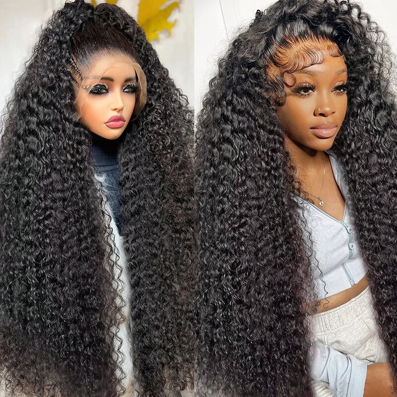 Deep Wave Frontal Wigs Transparent 13x4 HD Lace Front Human Hair Wigs Curly Human Hair 32 Inch 13x6 Lace Frontal Wigs For Women