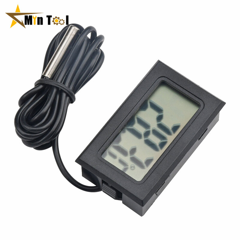 Termómetro Digital LCD para acuario y baño de agua, Detector de temperatura, Monitor integrado, Cable de sensor de temperatura de 1M, FY-10