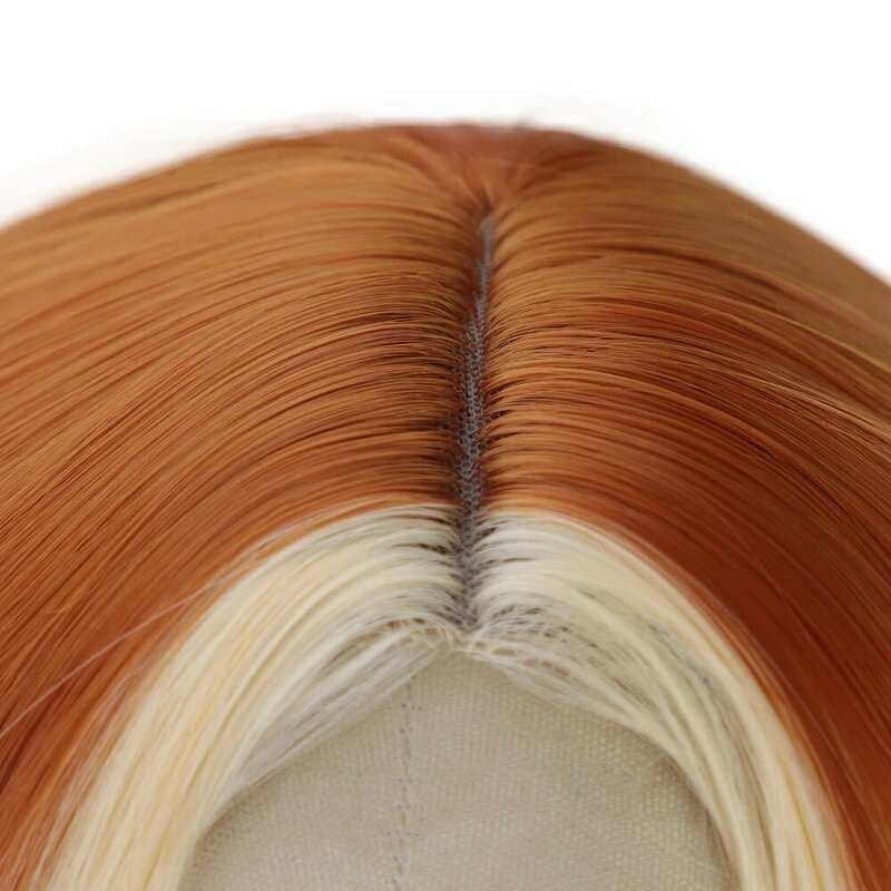 Ombre braun hell blond Platin lange gewellte Mittelteil Haar Perücke Cosplay natürliche hitze beständige synthetische Perücke für Frauen