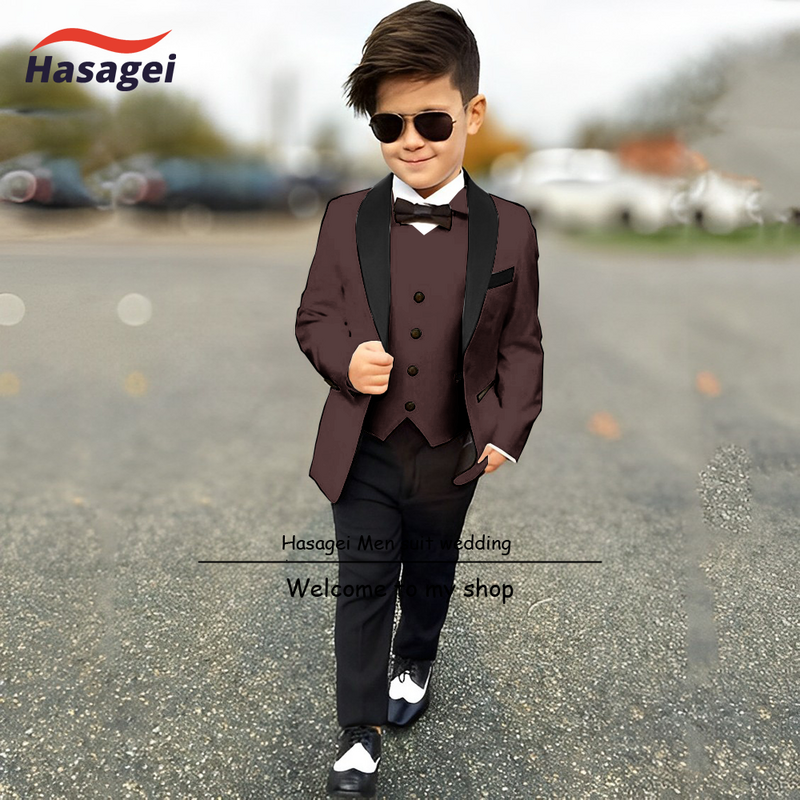 Rosa Jungen Anzug 3 Stück Jacke Hosen Weste Krawatte formelle Kinder Hochzeit Smoking schlankes Design Outfit Mode Blazer für Jungen